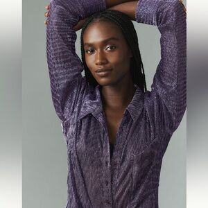 Anthropologie Pilcro Metallic Button Down Shirt